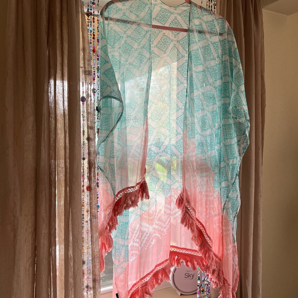 Pink and Blue Patterned Kimono